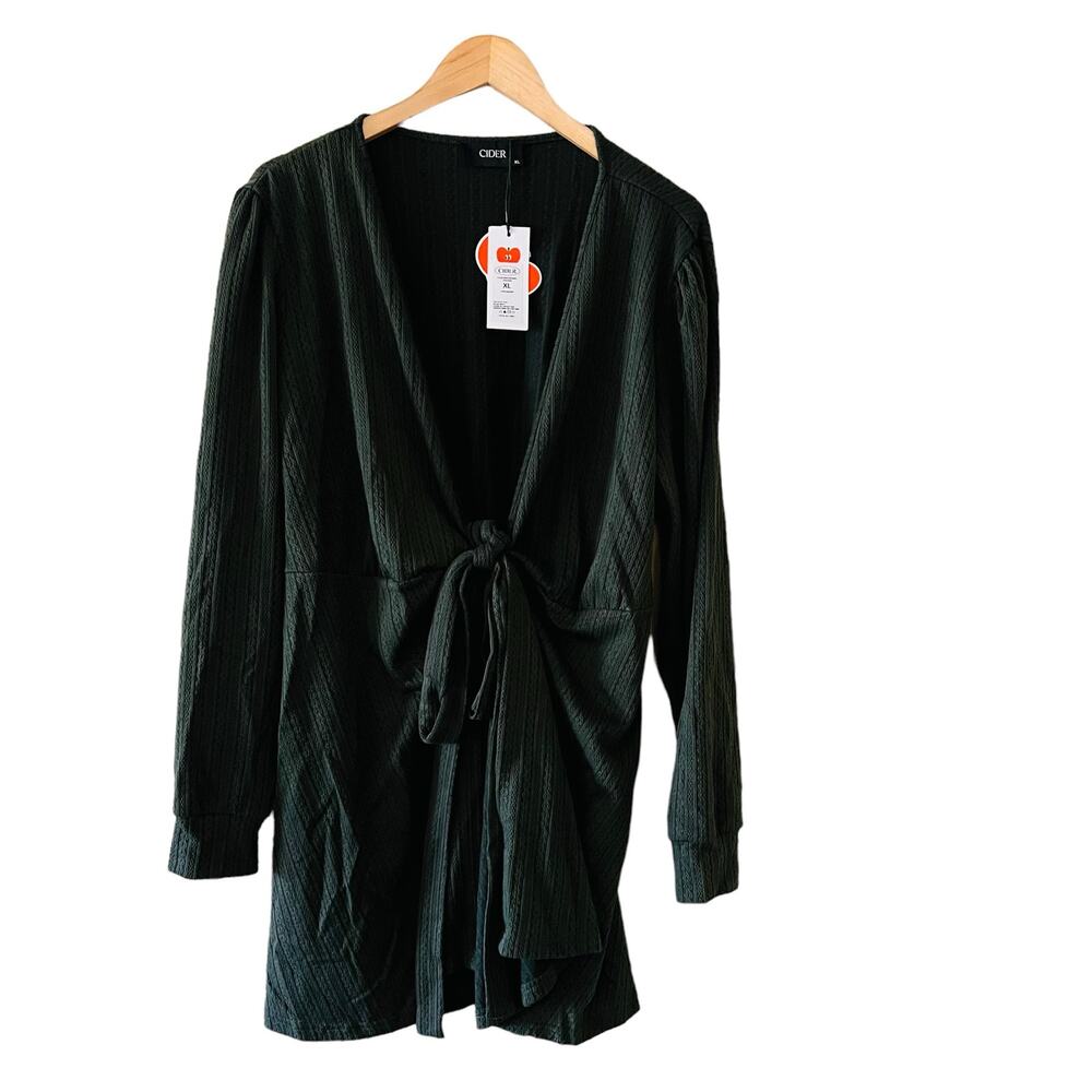 Cider Textured Tie Wrap Dress Size XL NWT Green